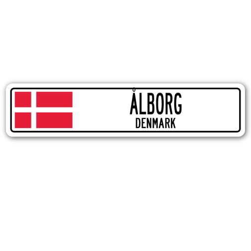 OLBORG DENMARK Street Sign Danish Dane flag city country road wall gift