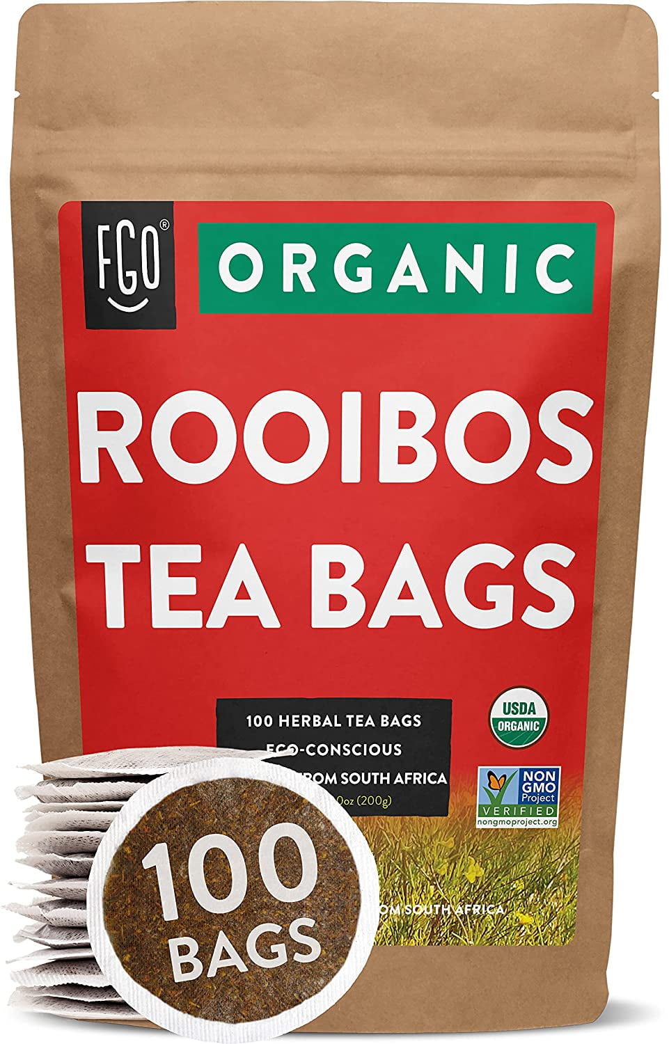 Organic Rooibos Tea Bags 100 Tea Bags EcoConscious Tea Bags in