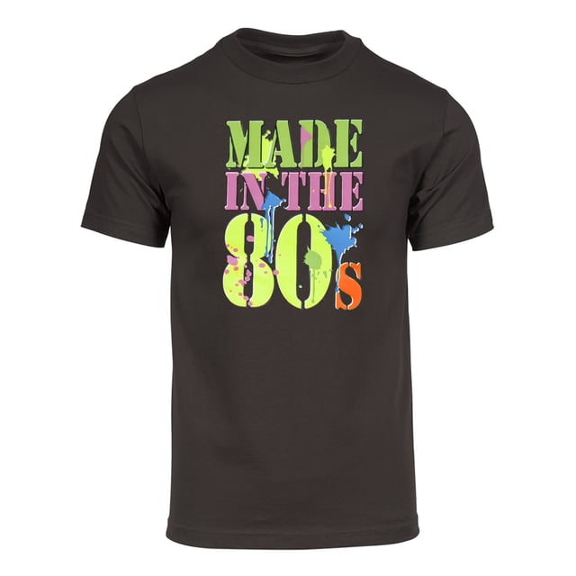 Mens Generation X Made in the 80's Neon T-Shirt - Brown - Small