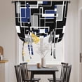 thumbnail image 3 of Navy Blue Black Geometric Tie Up Curtains for Windows, Adjustable Balloon Window Shades, Modern Color Block Abstract Kitchen Window Treatments Farmhouse Short Curtains with Rod Pocket 42"x45", 3 of 8