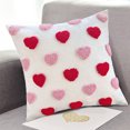 thumbnail image 2 of Valentines Day Throw Pillow Covers 18x18 1PCS Heart Love Couples Decorations Embroidery Cushion Covers Home Decor for Couch Lover Girlfriend Sofa Bedroom, White Red Pink, 2 of 4