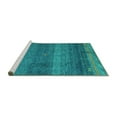 thumbnail image 2 of Ahgly Company Machine Washable Indoor Square Abstract Turquoise Blue Modern Area Rugs, 4' Square, 2 of 4