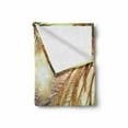 thumbnail image 2 of Palm Leaf Soft Flannel Fleece Throw Blanket, Beaming Sun Through Tree Branches Retro Effect Exotic Holiday Vacation Image, Cozy Plush for Indoor and Outdoor Use, 60" x 80", Green Orange, by Ambesonne, 2 of 6