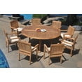 thumbnail image 4 of Grade-A Teak Dining Set: 8 Seater 9 Pc: 72" Round Table And 8 Leveb Stacking Arm Chairs Outdoor Patio WholesaleTeak #WMDSWVm, 4 of 4