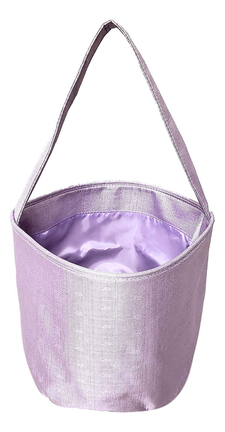 Girls Shimmer Fabric Easter Egg Basket Bucket Tote Bag Gift for Kids Pink Purple - Can be Personalized Purple
