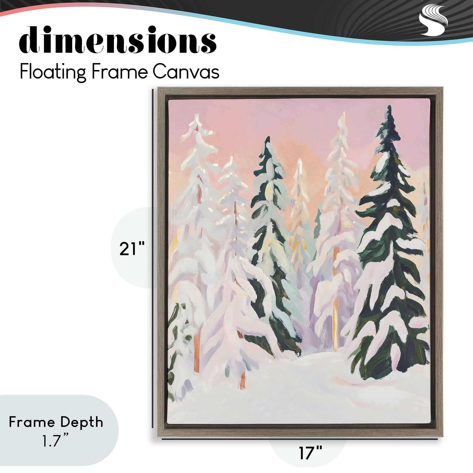 Stupell Industries Peachy Pastel Winter Forest Brown Framed Floater Canvas Wall Art, design by The Prints Vibe