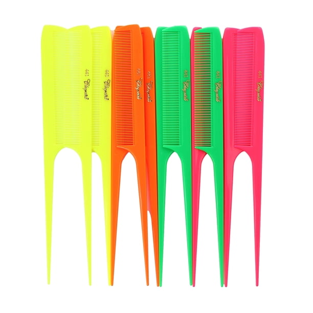 Krest Cleopatra Peines de cola de rata de 8-1/2 pulgadas, dientes extra finos. Peine de cola de rata modelo #441 Color Neon Mix. 1 docena.