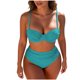 thumbnail image 2 of Trajes de baño Amzcrzy Tankini para mujer, trajes de baño, traje de baño, bikini de mujer de color sólido con tirantes, traje de baño de dos piezas, traje de baño dividido, azul cielo, 2XL, 2 of 3