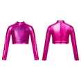 thumbnail image 5 of iiniim Girls Sequins Metallic Hip Hop Jazz Dance Crop Tops Long Sleeve Turtleneck Tank Tees Gymnastics Ballet Hot Pink 12, 5 of 6