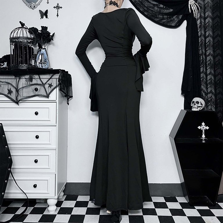 black maxi fishtail dress Zara