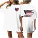 thumbnail image 1 of Camiseta de Cuello Redondo Impresa Delantera Y Trasera Del Día de la Independencia de las Mujeres, Tops Cortos Casuales para las Mujeres, 1 of 5