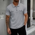 thumbnail image 2 of LMOIPLI Mens Work Shirts 2026 Short Sleeve Casual Slim Fit Button Up Waffle Golf Shirts with Pockets Tennis T Shirts Gray XXXL, 2 of 9