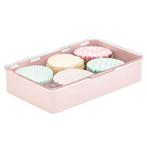 mDesign Plastic Stackable Household Storage Container Box with Hinged