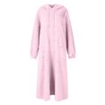 thumbnail image 6 of Women's Casual Round Neck Long Sleeve Pullover Loose Wool Hooded Dress for Winter Comfort and Everyday Wear,Pink,M, 6 of 8