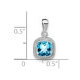 thumbnail image 3 of Auriga 14k White Gold Cushion Blue Topaz and Diamond Pendant for Women (L-16.5mm, W-9mm), 3 of 7