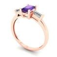 thumbnail image 2 of 0.8 ctw 3 Stone Anniversary Ring for Women | Emerald Cut Natural Amethyst | Hyperallergenic Solid 18K Rose Gold, 2 of 5