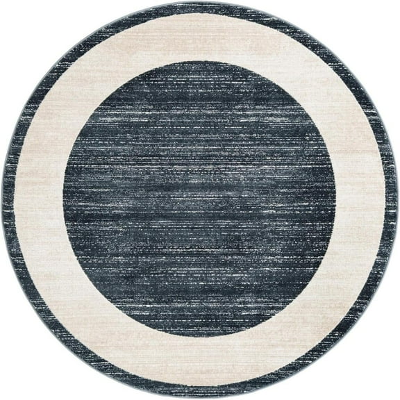 Jill Zarin Uptown Collection Area Rug - Yorkville (5' 3" Round Navy Blue/Ivory)