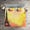 thumbnail image 2 of Ambesonne Paris Quilted Coverlet 3 Pcs, Romantic Floral Eiffel, Queen Size, Multicolor, 2 of 2