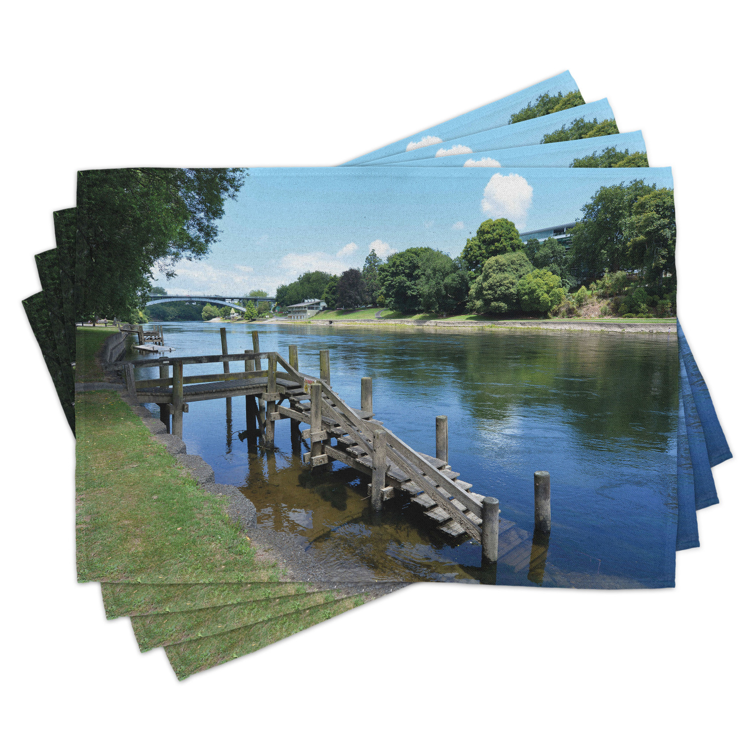 Outdoor Placemats Set of 4 Waikato River Hamilton City New Zealand