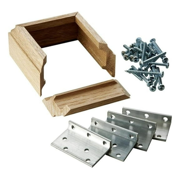 L-Bracket Post Fasteners - Oak Stair Rail & Baluster Mounting Kit - Secure Handrail & Newell Post to Stairs - Includes Trim - 3.5" Square