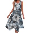 thumbnail image 2 of Nuoqisi Women's Sleeveless Round Neck Print Casual Asymmetric A-Line Long Dress - Flowing Maxi Silhouette with Modern Hem for Effortless Everyday Elegance, 2 of 8