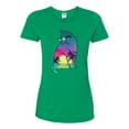 thumbnail image 2 of Neon Beach Sunset Cat California Vibes | Womens Animal Lover Graphic T-Shirt, Kelly, Small, 2 of 4