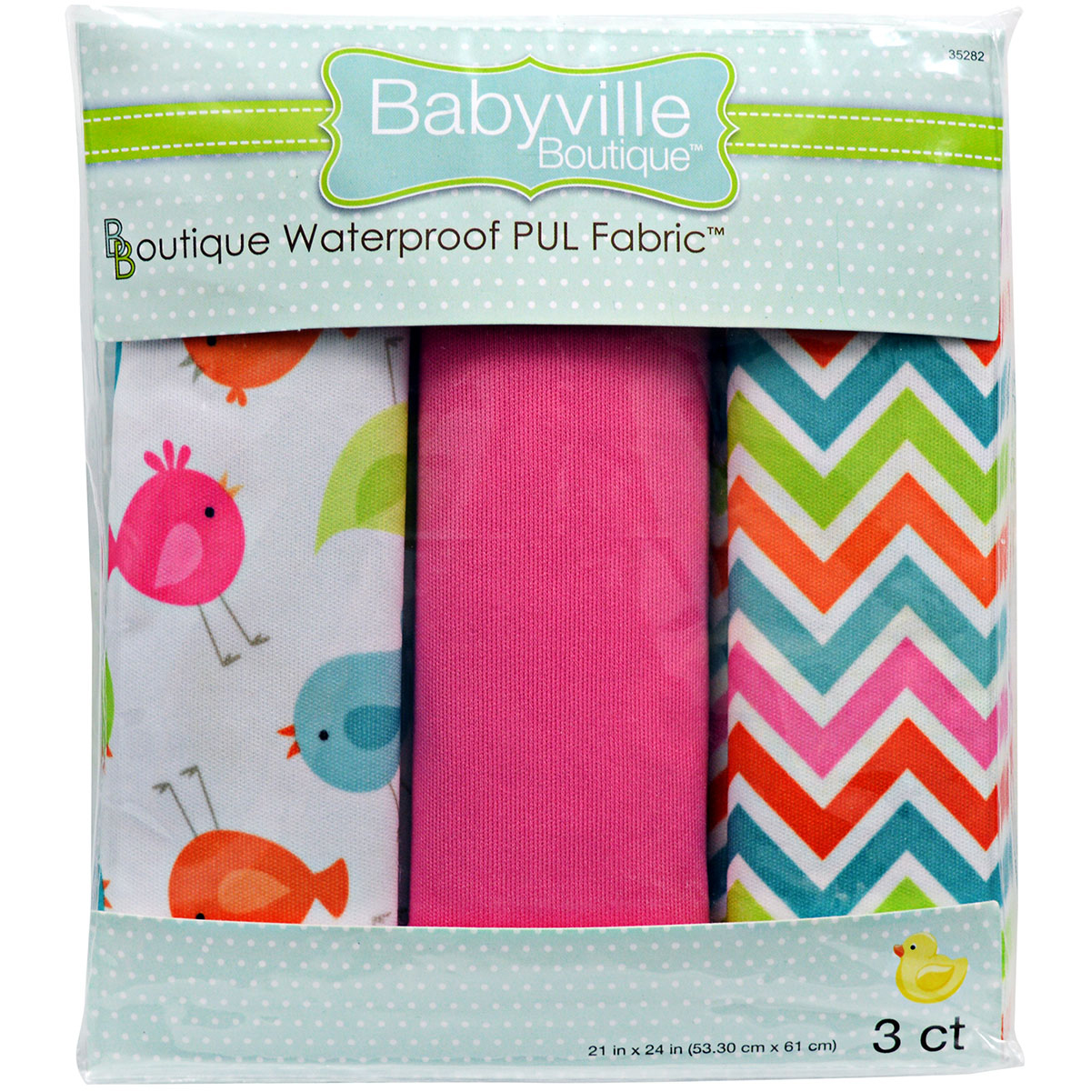 Babyville Pul Waterproof Diaper Fabric 21"X24" Cuts 3/PkgLittle Birds, Chevron & Pink Walmart