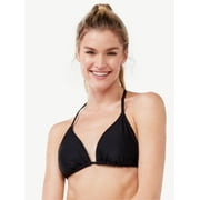 Love & Sports Women's Classic Solid Sheen Tricot Triangle Bikini Top
