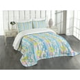 thumbnail image 3 of Ambesonne Pastel Quilted Bedspread Set 3 Pcs, Abstract Spring Daisies, King Size, Multicolor, 3 of 5