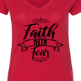 thumbnail image 4 of Inktastic Cancer Awareness Faith over Fear Women's V-Neck T-Shirt, 4 of 5