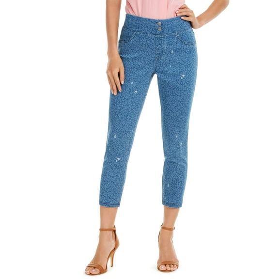 Hue Women’s High-Rise Ditsy Floral-Print Denim Skimmer Leggings