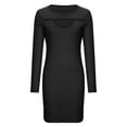 thumbnail image 5 of Lilgiuy Women Casual Buttocks Round-Neck Solid Slimming Long Leeve Dress Black Fall Dresses for 2022 Spring Winter, 5 of 5