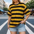 thumbnail image 2 of XDZJLR Women T Shirts Striped Short Sleeved Bottoming Wear Korean Loose Large In The Spring And Autumn. Tops, 2 of 5