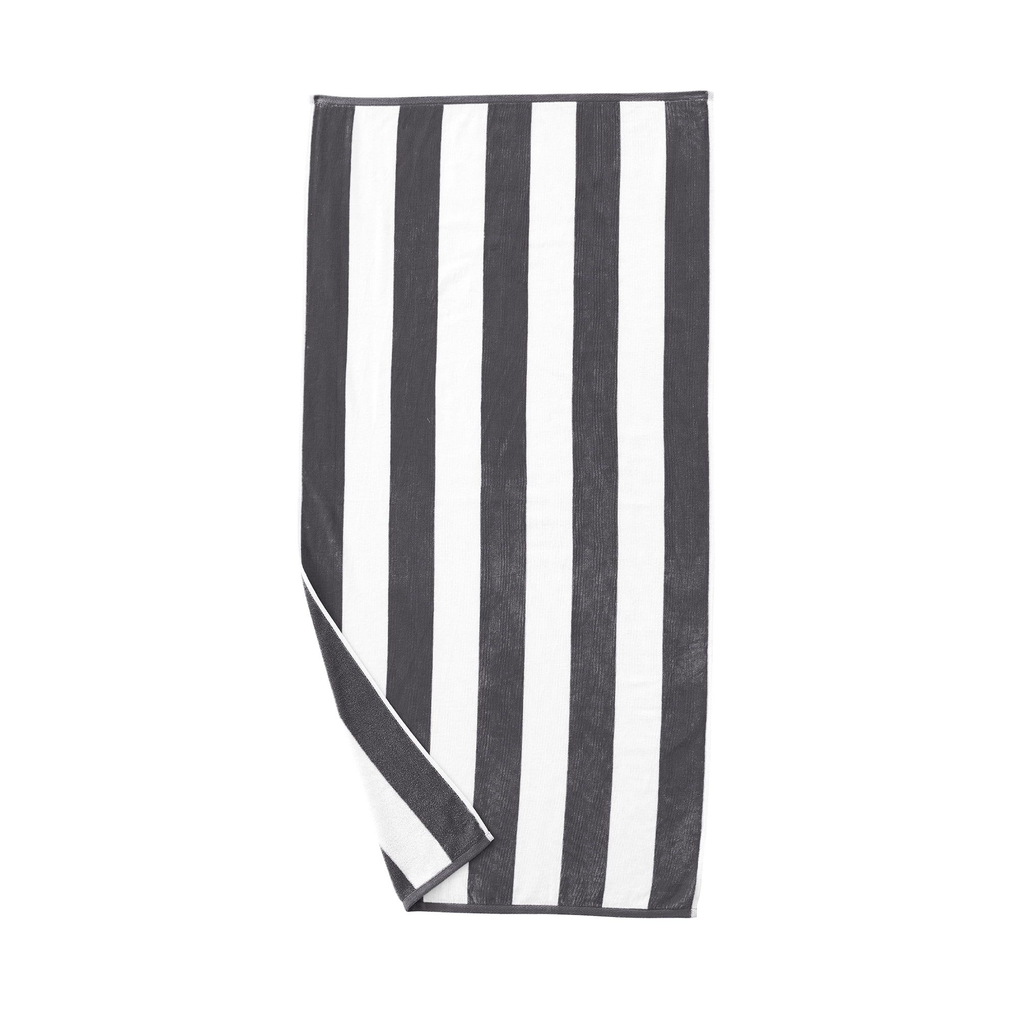 CLOWOOD Plush Oversized Beach Towel - Bamboo Cotton 40 x 72 Inch Large  Thick Charcoal Grey Striped Cabana Pool Swimming Towel