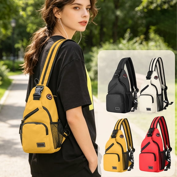 LEFXSMR Sling Bag for Women & Man, Portable Multi Pocket Storage Bags with Adjustable Strap, Crossbody Bags for Women Men Outdoor Sport, Black