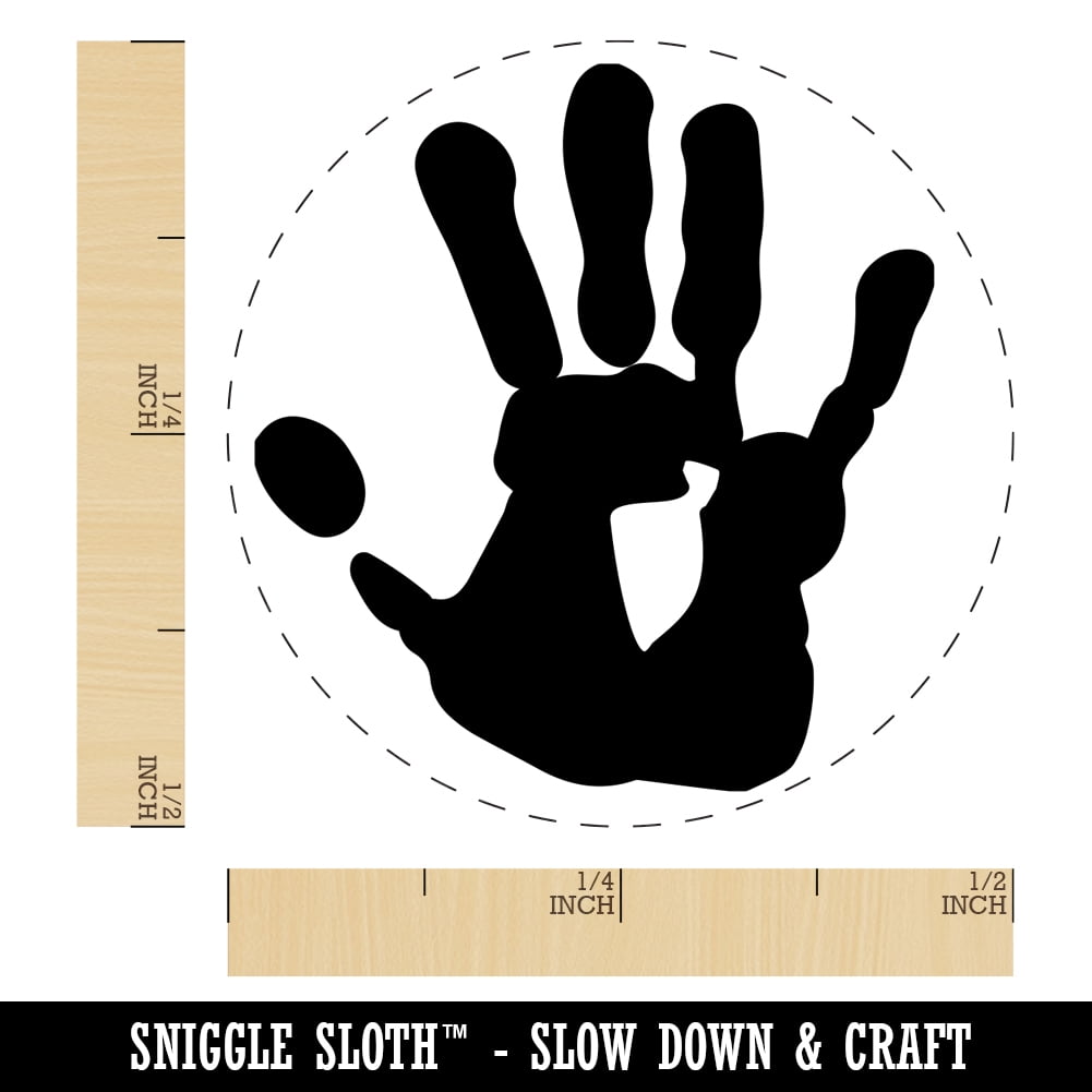 Hand Print Self-Inking Rubber Stamp Ink Stamper - Blue Ink - Mini 1/2 Inch