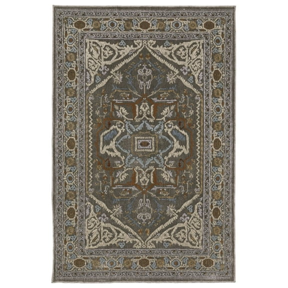 Oriental Weavers Ellington Area Rug - ELL05 - 3'10" x 5'5" - in Blue/ Multi - Vintage Inspired, Stain Resistant, Family and Pet Friendly , Entrway, Bedroom Rug