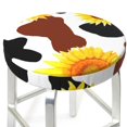 thumbnail image 3 of Disketp Cow Print Sunflower Funda Redonda para Taburete, Funda de Cojín para Silla de Bar Suave y Elástica-12 inch, 3 of 7