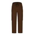 thumbnail image 2 of HUANBAI Men's Oversized Retro Pocket Drawstring Straight Leg Work Pants Outdoor Jogging Pants, 2 of 5