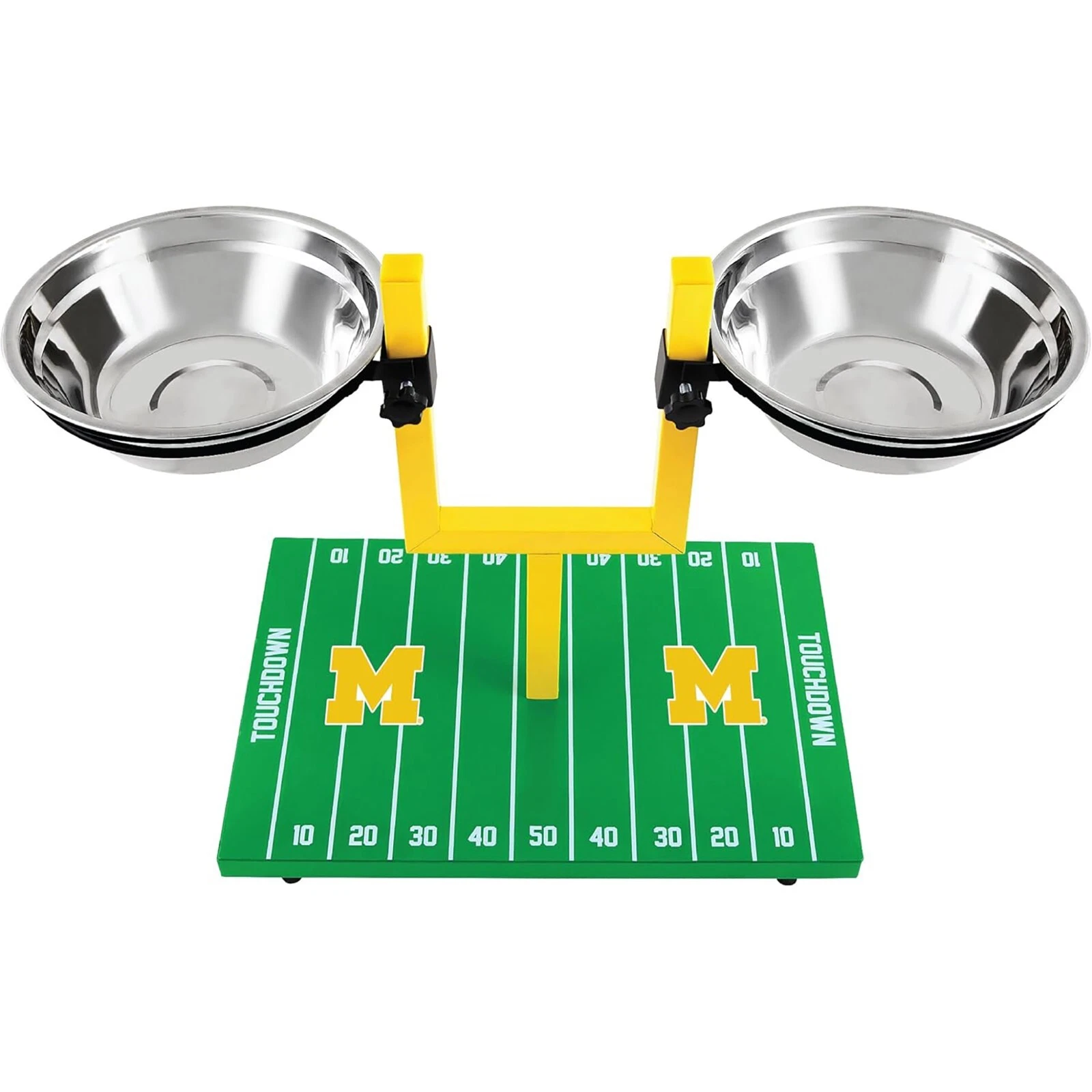 Pets First NCAA Football Goalpost Elevated Dog Feeder Stainless Steel Bowl