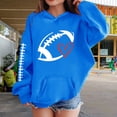 thumbnail image 2 of Girls Y2k Football Sweatshirt Cute Rugby Graphic Hoodies Pullover Football Season Long Sleeve Oversized Tops with Pockets, 2 of 7