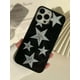 thumbnail image 5 of 1pc Glossy Black & Silver Five-Star Pattern Phone Case For Apple Iphone, 5 of 5