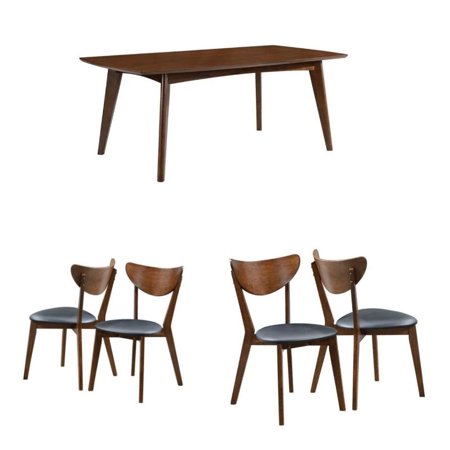 5 Piece Mid Century Modern Dining Table and 4-Chair Set in ...