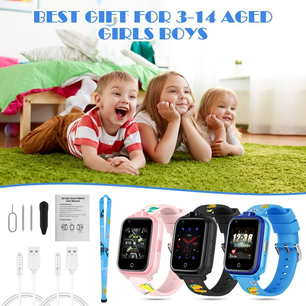 CJC 4G Kids Smart Watch Phone Touch Screen Smartwatch with Dual Camera GPS WiFi Video Voice SOS Classroom Mode Digital Wrist Watch Support SIM