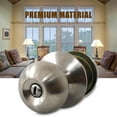 thumbnail image 2 of Door Knob Lockset Keyless Round Ball Style Handle Privacy Bedroom Bathroom Handle Lockset Stainless Steel Polished Door Knob Set Interior Lockable Door Handle, 2 of 7