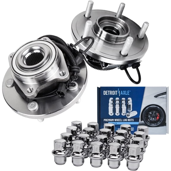 Detroit Axle - Front Wheel Hub Bearings   20pc Wheel Lug Nuts Replacement for Dodge Grand Caravan VW Routan Ram C/V Town & Country - 22pc Set