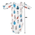 thumbnail image 3 of Baby Coming Home Outfit Knotted Sleep Gown Sleepwear Baby Knot Floral Long Sleeve Sleeping Gown With Headband Set, 3 of 5