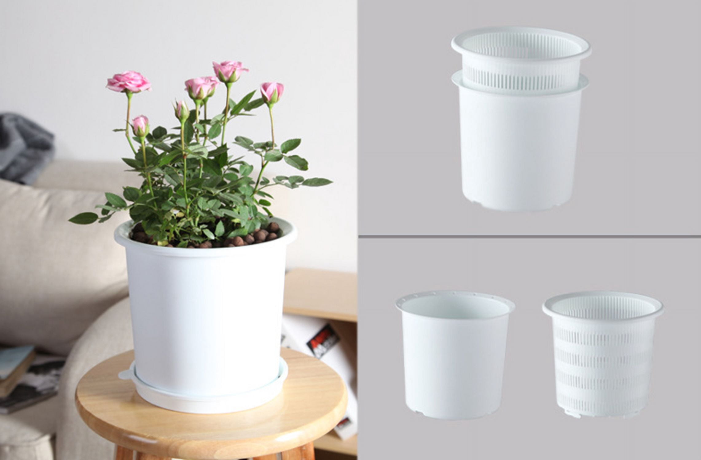 Root Control Planter Succulent Plant Pots Plastic Breathable Orchid Flower Pot with Tray
