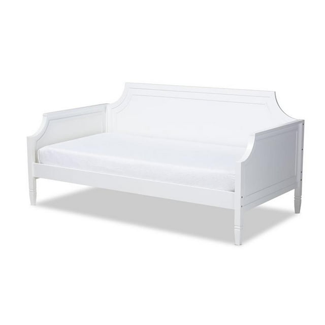 Baxton Studio Lit de Jour Format Simple en Bois Mariana avec Tiroir-Lit, Blanc
