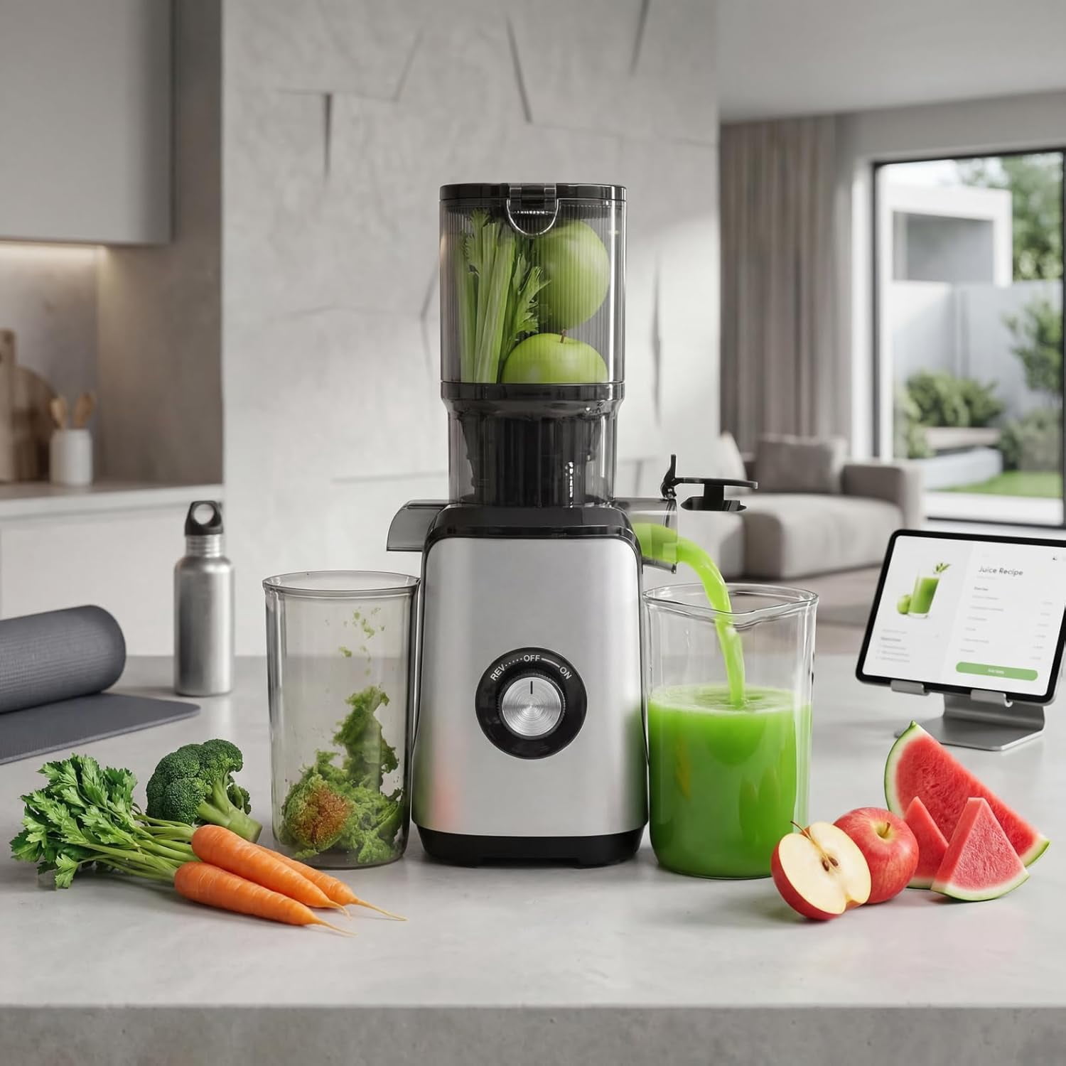 Masticating Juicer Machines, Cold Press Juicer with Wide Feed Chute, High  Yield and Easy to Clean for Whole Vegetables & Fruits, Silver